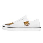 White Canvas Sneakers with Bold Tiger Graphics
