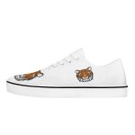 White Canvas Sneakers with Dynamic Tiger Graphics