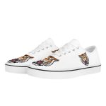 White Canvas Sneakers with Multi-Tiger Graphic Detailing