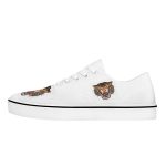 White Canvas Sneakers with Bold Tiger Embroidery