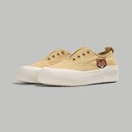 Beige Suede Slip-On Platform Sneakers with Mini Tiger Embroidery